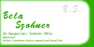bela szohner business card