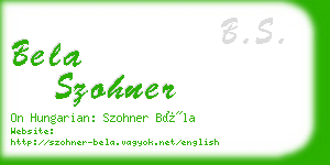 bela szohner business card